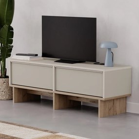 ТВ стойка Yuki от меламин в цвят пясъчник - сапфирен дъб 118x35x40.6см.