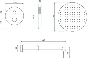Душ система за вграждане Rea Foss Clif Brush Copper + BOX