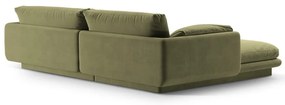 Светлозелен кадифен ъглов диван (десен ъгъл) Torino – Micadoni