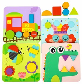 Tooky toy  -  Дървен пъзел 4в1 - TL396