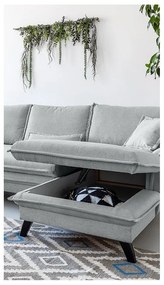 Светлосив ъглов разтегателен диван, десен ъгъл Charming Charlie - Miuform