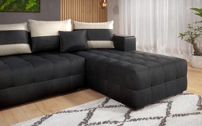 Разтегателен ъглов диван с подлакътник етажерка Мелвин