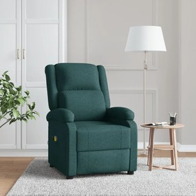 342432 vidaXL Wingback масажен стол, тъмнозелен, текстил