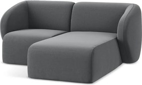 Сив кадифен ъглов диван (десен ъгъл) Lani – Makamii