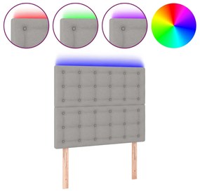 3122832 vidaXL LED горна табла за легло, светлосива, 80x5x118/128 см, плат