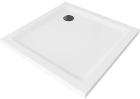 Mexen Flat квадратен душ 90 x 90 см, бял, черен сифо - 40109090B