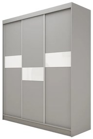 Шкаф с плъзгащи врати i ADRIANA, 180x216x61, графит/бяло стъкло