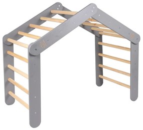 Сив пиклер триъгълник от масивен бор 61x112x94 cm Montessori – Meowbaby