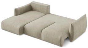 Бежов шенилов сгъваем ъглов диван (ляв ъгъл) Leila – Makamii