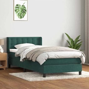 3318432 vidaXL Box Spring легло с матрак Тъмнозелено 80x210 cm Кадифе