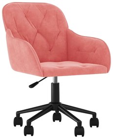 344871 vidaXL Въртящ се офис стол, розов, кадифе