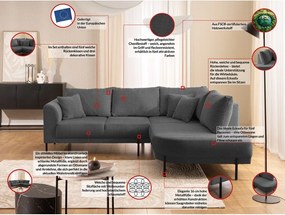 Тъмносив шенилов ъглов диван (десен ъгъл/L форма) Mauris – Ropez