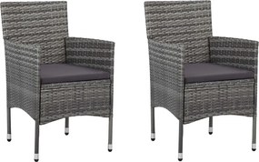 46180 vidaXL Градински трапезни столове, 2 бр, полиратан, сиви