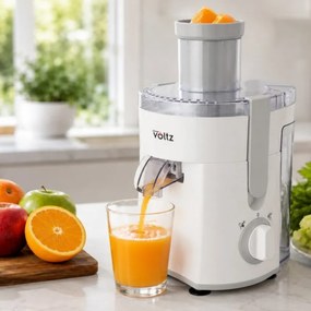 Сокоизстисквачка Oliver Voltz OV51160C, 400W, 600 мл, 2 степени, Голям отвор, Контейнер за отпадъци, Тиха, Бял