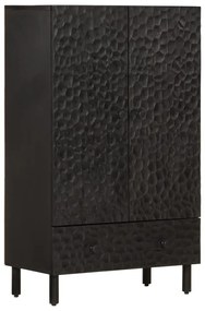 356849 vidaXL Висок шкаф, черен, 60x33x100 см, мангово дърво масив
