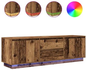 3328433 vidaXL ТВ шкаф с LED осветление, старо дърво, 160,5x41x50 см