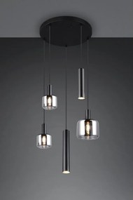 Черно висящо осветително тяло с метален абажур/със стъклен абажур ø 40 cm Mataro – Trio