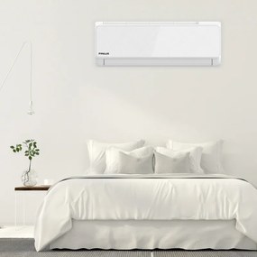 Инверторен климатик Finlux 12LIE55BE, 12000 BTU, 30 м2, Нагревател на външно тяло, 4D обдухване, Работа при -25C, Бял