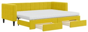 3196761 vidaXL Канапе с изтеглящо легло и чекмеджета жълто 80x200 см кадифе