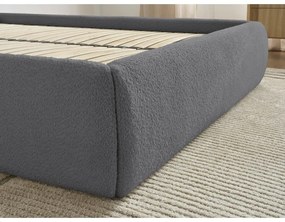 Тъмносиво двойно легло 160x200 cm тапицирано с място за съхранение/без табла с включена подматрачна рамка Inera – Bobochic Paris