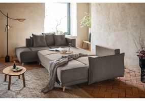 Светлокафяв ъглов диван от велур (ляв ъгъл/U-образна форма) Lazy Lukka - Miuform