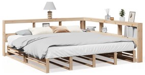 3324490 vidaXL Легло с етажерка за книги, без матрак, 180x200 см, бор масив