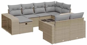 3326073 vidaXL Градински диван с възглавници, 11 части, бежов полиратан