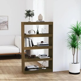 808196 vidaXL Библиотека/разделител за стая меденокафява 80x30x135,5 см бор