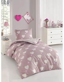 Сиво-розово единично спално бельо 140x200 cm Herz – Mijolnir