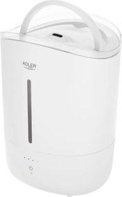Овлажнител за въздух Adler AD 7971, 30W, До 20м2, 5 литра, 150-300 мл/час, Ултразвук, До 50 часа с едно пълнене, Бял