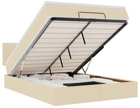 3312310 vidaXL Османска легло с матрак и LED, кремаво, 140x190 см, плат
