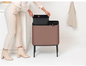 Кош за боклук Brabantia Bo Touch 1008856, 11+23 л, Плавно и безшумно отваряне, Голям отвор, Сатенено покритие, Кафяв