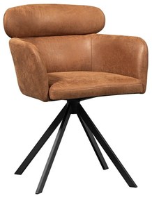 Тапициран трапезен стол с подлакътници в цвят кафяв коняк Fenne – WOOOD