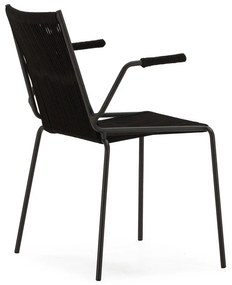 Черни метални трапезни столове в комплект с подлакътници/за подреждане 2 бр. Emily – Marckeric