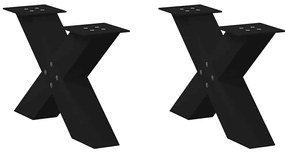 4012936 vidaXL Крака за масичка за кафе, X-образни, 2 бр., черни, 50 x (30-31) см, стомана