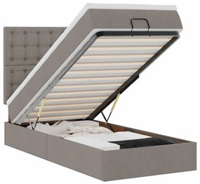 3314138 vidaXL Османска легло с матрак и LED, таупе, 90x190 см, плат