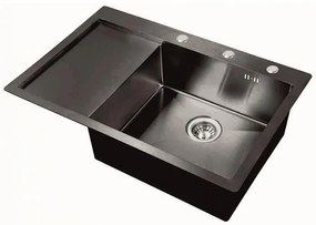 Кухненска мивка ICK 7951B, Inter Ceramic, алпака, със сифон, 78x51см