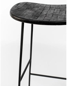 Черен бар стол от масивно тиково дърво (височина на седалката 76 cm) Tangle – White Label