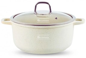 Тенджера Goldmann GM-0320B, 2.3 л, 20 см, Мраморно покритие, Стъклен капак с отвор за пара, Индукция, Бежов