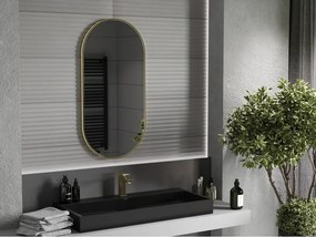 Mexen Loft овално огледало за баня 100 x 50 cm, златна рамка - 9851-100-050-000-50