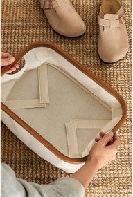Кремава текстилна кутия за съхранение 38x26x16 cm Bamboo/Linen – Bigso