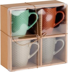 Комплект от 4 керамични чаши 400мл, многоцветни