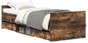 3203821 vidaXL Рамка за легло с горна и долна табла, опушен дъб, 75x190 см