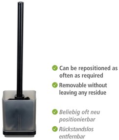 Черна самозалепваща пластмасова четка за тоалетна Quadro – Wenko