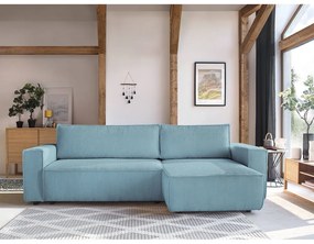 Светлосин велурен разтегателен диван Nihad - Bobochic Paris