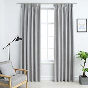 134467 vidaXL Затъмняващи завеси с куки, 2 бр, сиви, 140x175 см
