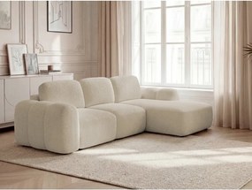 Бежов сгъваем/с място за съхранение ъглов диван от прежда с примки от букле (десен ъгъл) Montaigne – Bobochic Paris