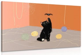Картина на платно – Игрива котка с кълба