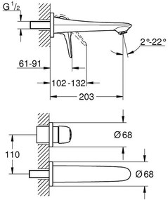 Тоалетна стенен кран Grohe Eurostyle New