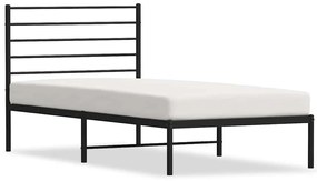 352314 vidaXL Метална рамка за легло с горна табла, черна, 100x200 см